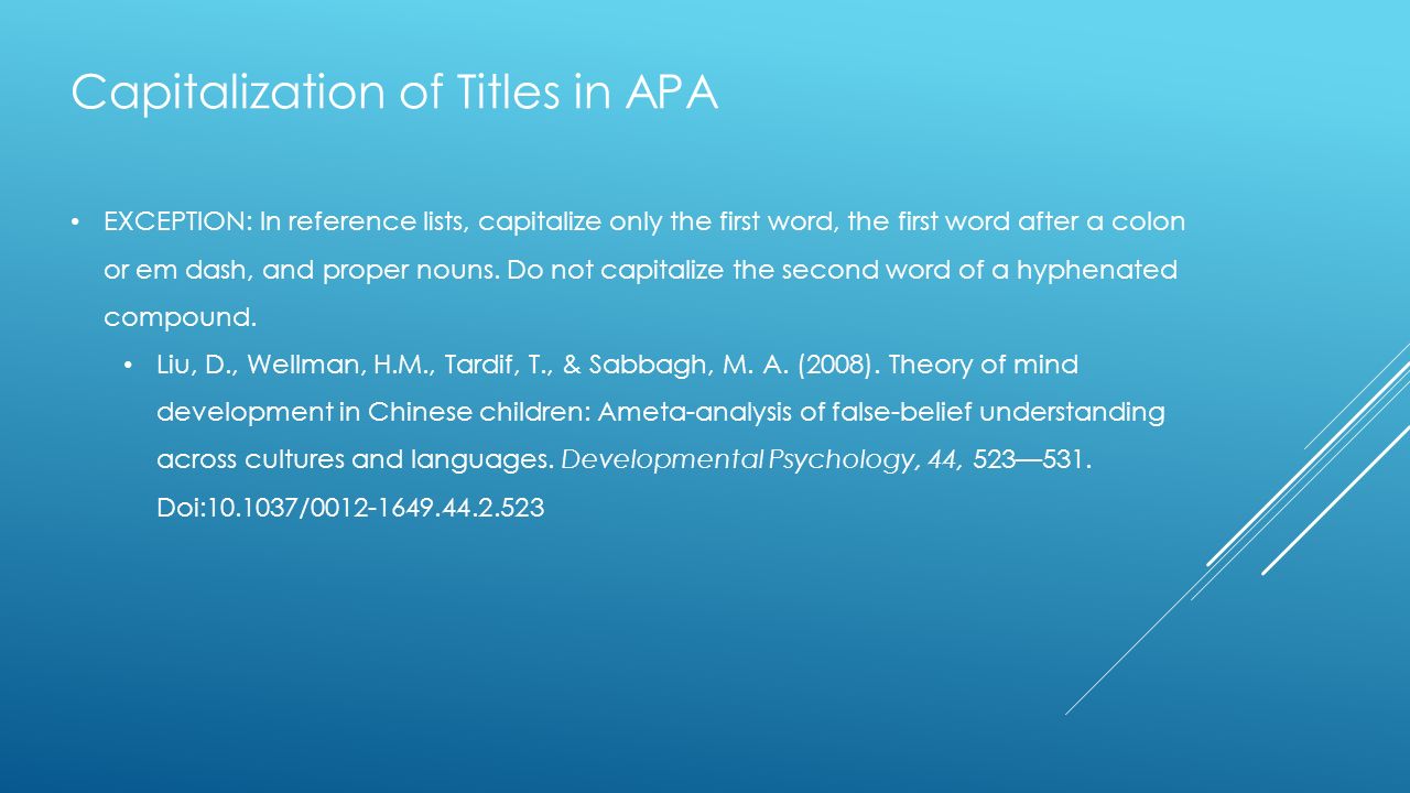 In apa style is the 2025 title capitalized